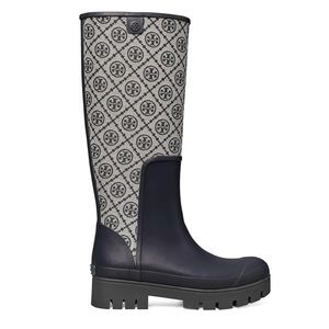 NEW Tory Burch T Monogram Rain Boots Size 7-1/2 / 8